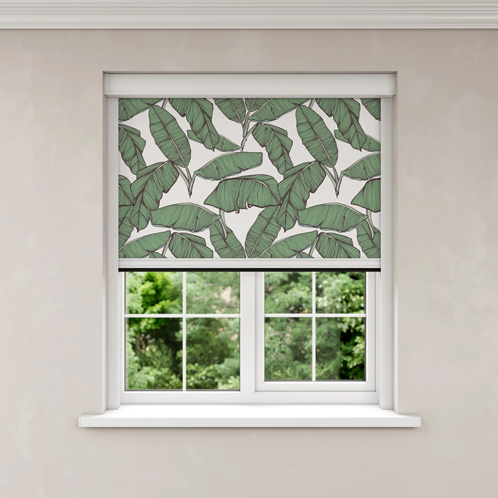 BlocOut Blackout Blind in Jungle Leaf White