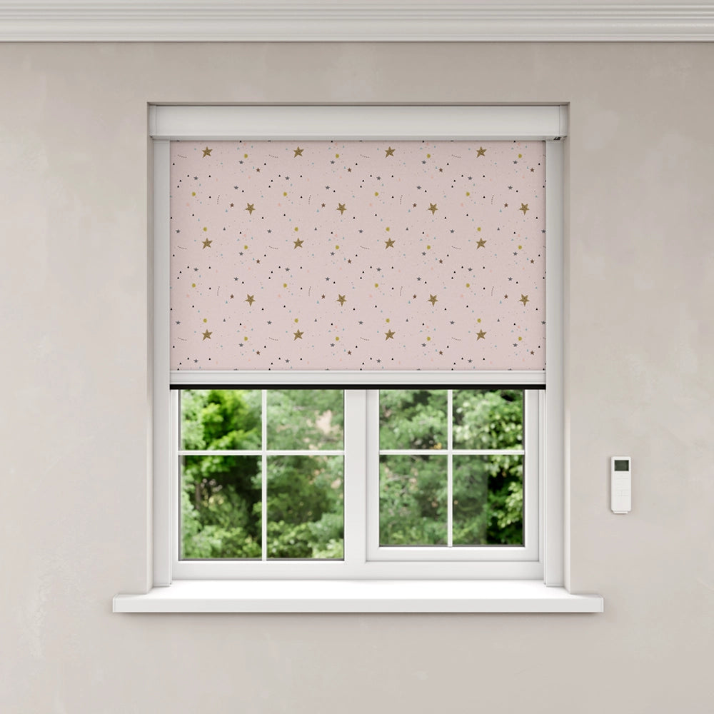 BlocOut Blackout Blind in Crafty Stars Pink