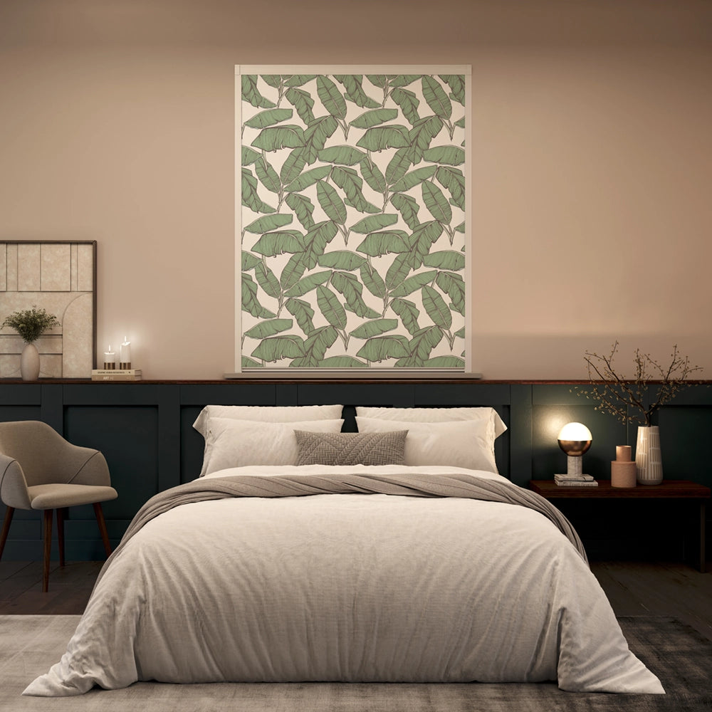 BlocOut Blackout Blind in Jungle Leaf White