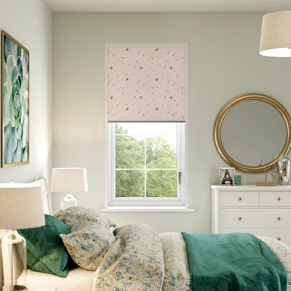 BlocOut Blackout Blind in Crafty Stars Pink