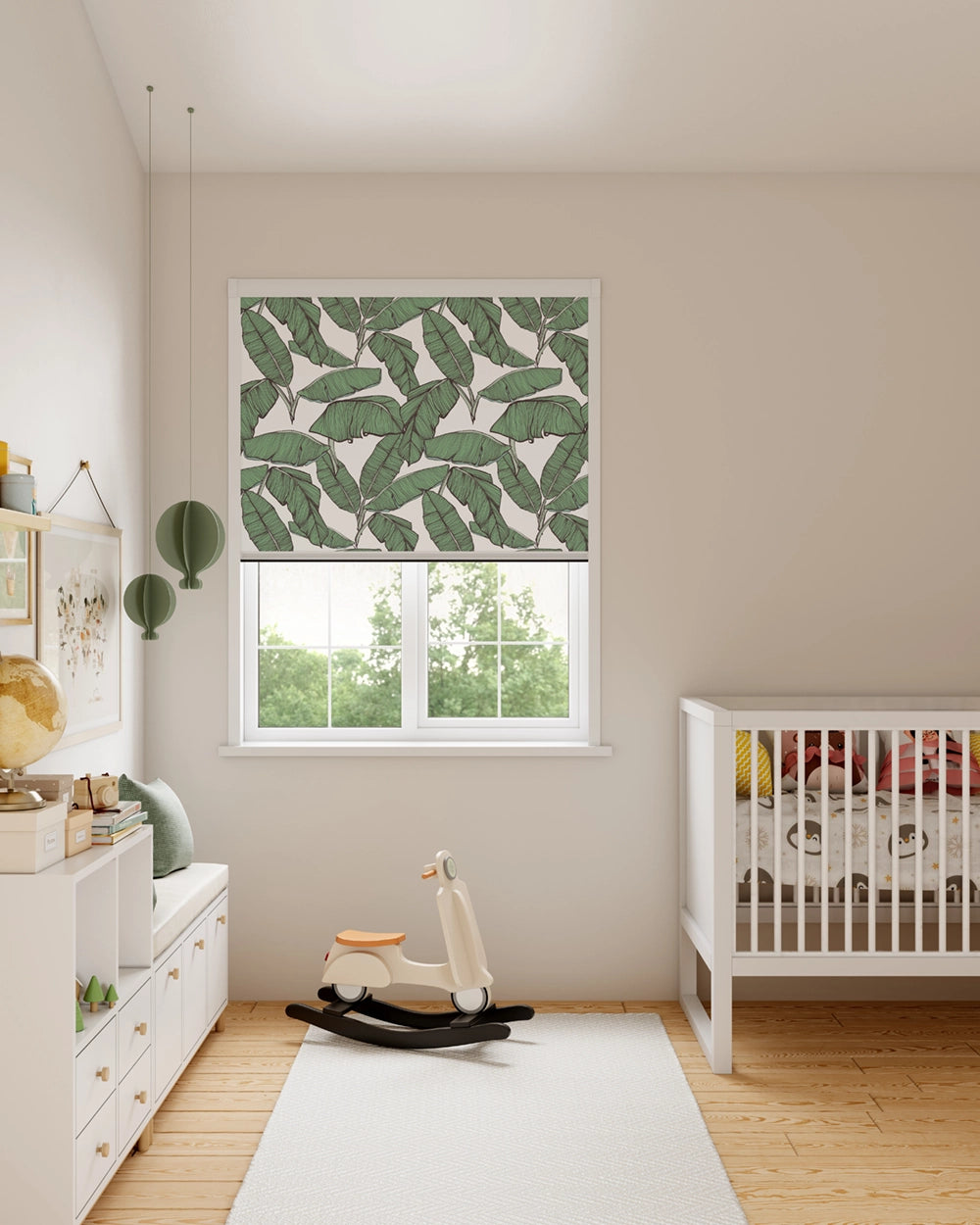 BlocOut Blackout Blind in Jungle Leaf White