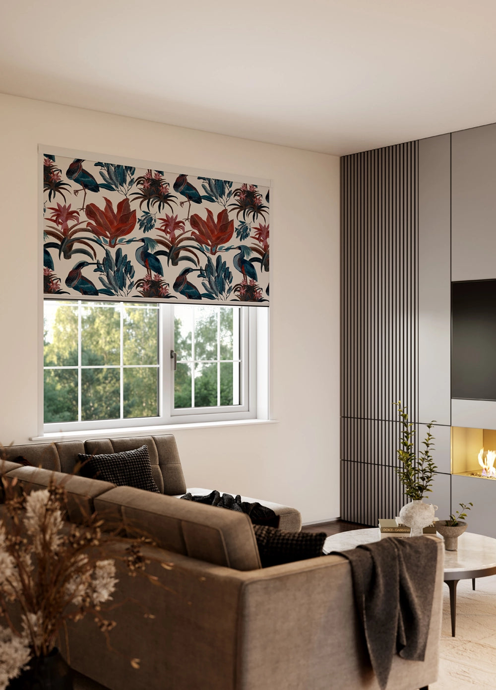 BlocOut Blackout Blind in Heron and Bromelia White