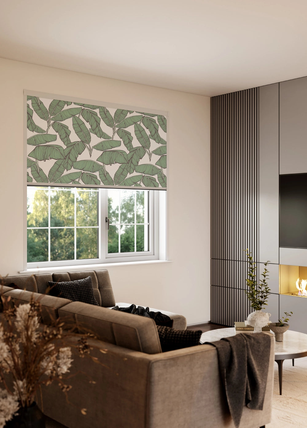 BlocOut Blackout Blind in Jungle Leaf White