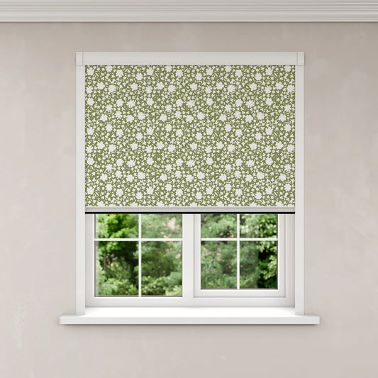 BlocOut Blackout Blind in Daisy Stencil Fern Green