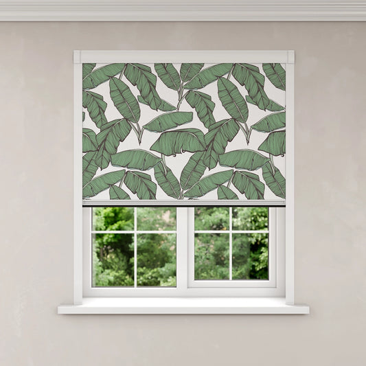 BlocOut Blackout Blind in Jungle Leaf White