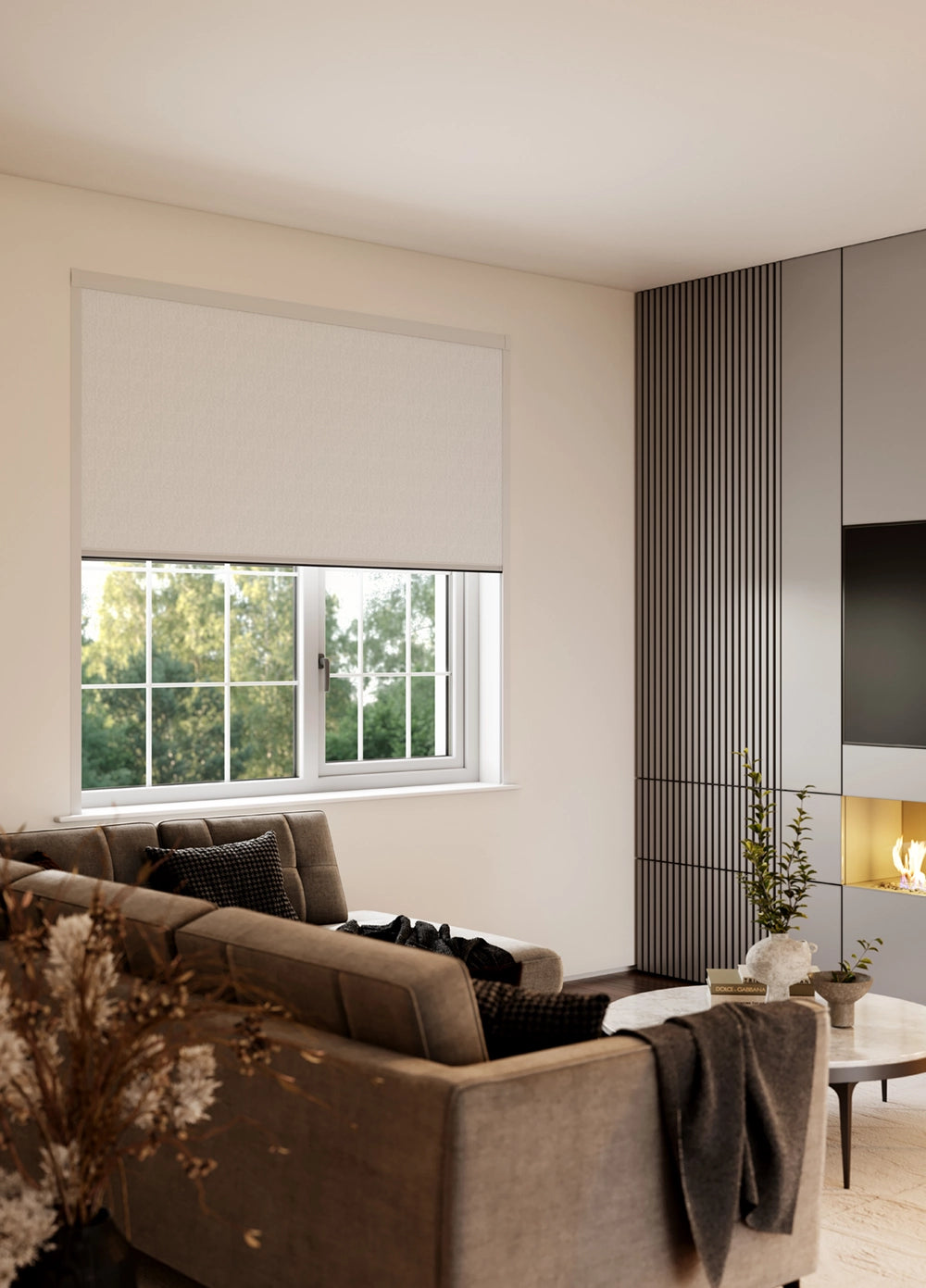 BlocOut Blackout Blind in Herringbone Light Grey