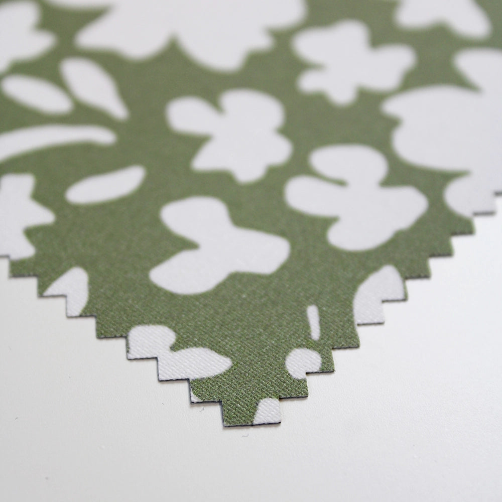 Daisy Stencil Fern Green Fabric